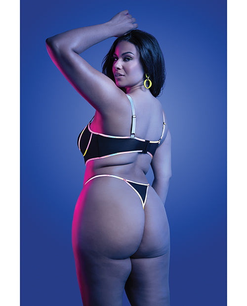 Solar Flare Reflective Binding Underwire Bra And Thong Black QN