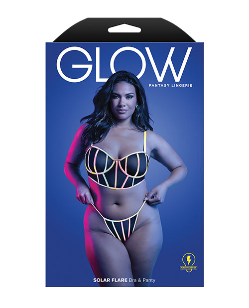 Solar Flare Reflective Binding Underwire Bra And Thong Black QN