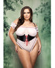 Cargue la imagen en el visor de la galería, Dangerous Darling Sheer Mesh Teddy With Waist Cincher And Hooded Cape 3pc Set
