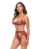 Cargue la imagen en el visor de la galería, Arielle Lace Unlined Underwire 2 Piece Set With Ring Detail Burgundy SM
