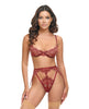 Load image into Gallery viewer, Arielle Lace Unlined Underwire Two Piece Set with Ring Detail Burgundy L XL
