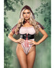 Load image into Gallery viewer, Dangerous Darling Sheer Mesh Ruffle Teddy Waist Cincher Hooded Cape Black White
