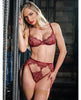Cargue la imagen en el visor de la galería, Arielle Lace Unlined Underwire 2 Piece Set With Ring Detail Burgundy SM
