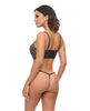 Load image into Gallery viewer, Adela Embroidered Boned Bustier and G String Two Piece Set Black Pink Small
