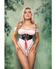 Cargue la imagen en el visor de la galería, Dangerous Darling Sheer Mesh Teddy With Cincher Cape Black White 3 Piece Set
