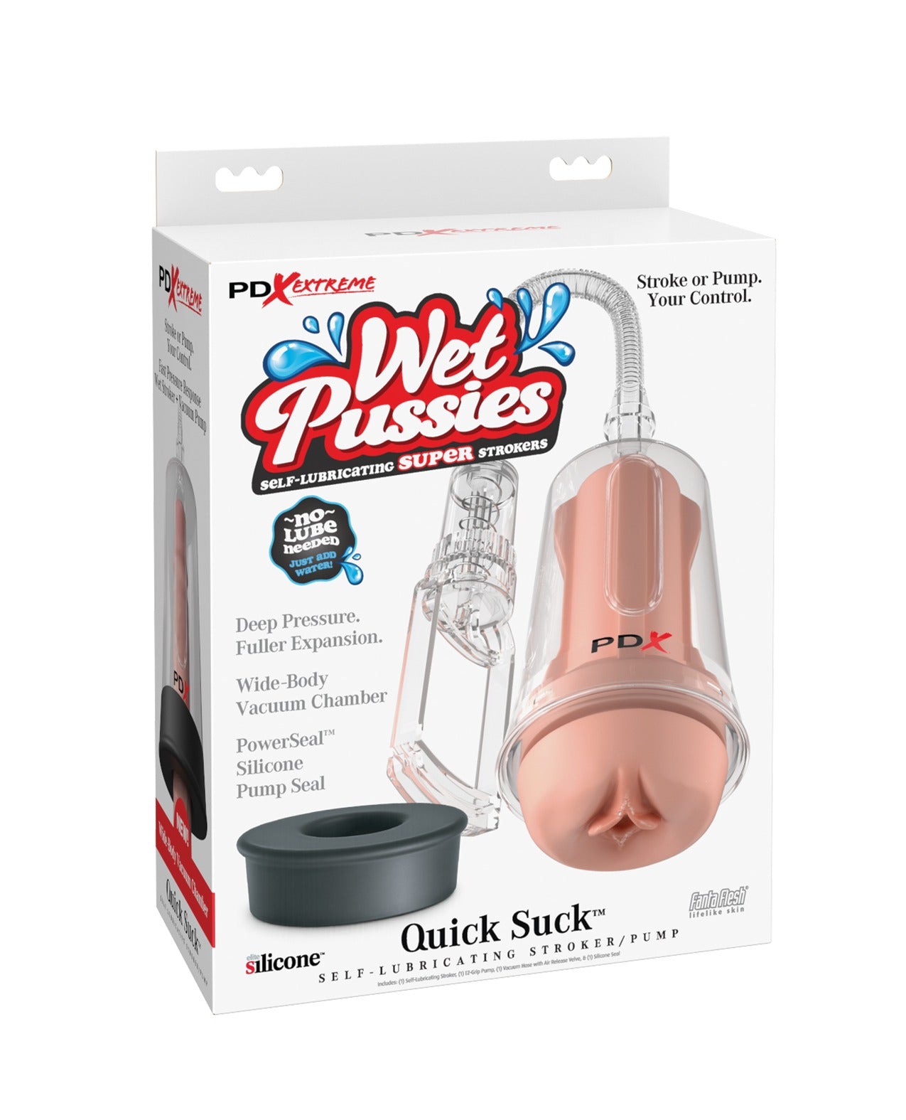 Bomba de vacío y masturbador de succión de confort Quick Suck, con lubricación automática