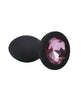 Cargue la imagen en el visor de la galería, Tapón anal vibrador de silicona con joyas Booty Bling, 3 pulgadas, negro y rosa
