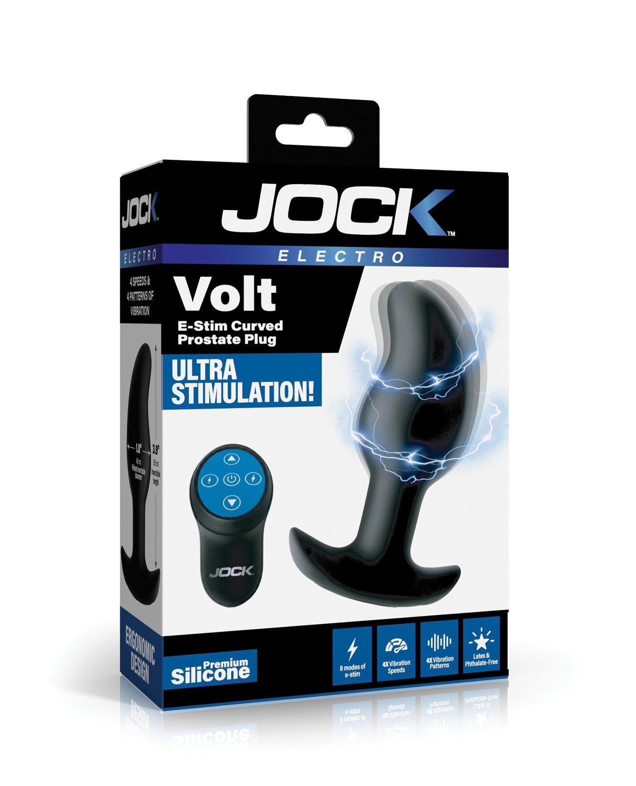 Tapón prostático curvado con vibración y electroestimulación Curve Toys Jock Electro Volt