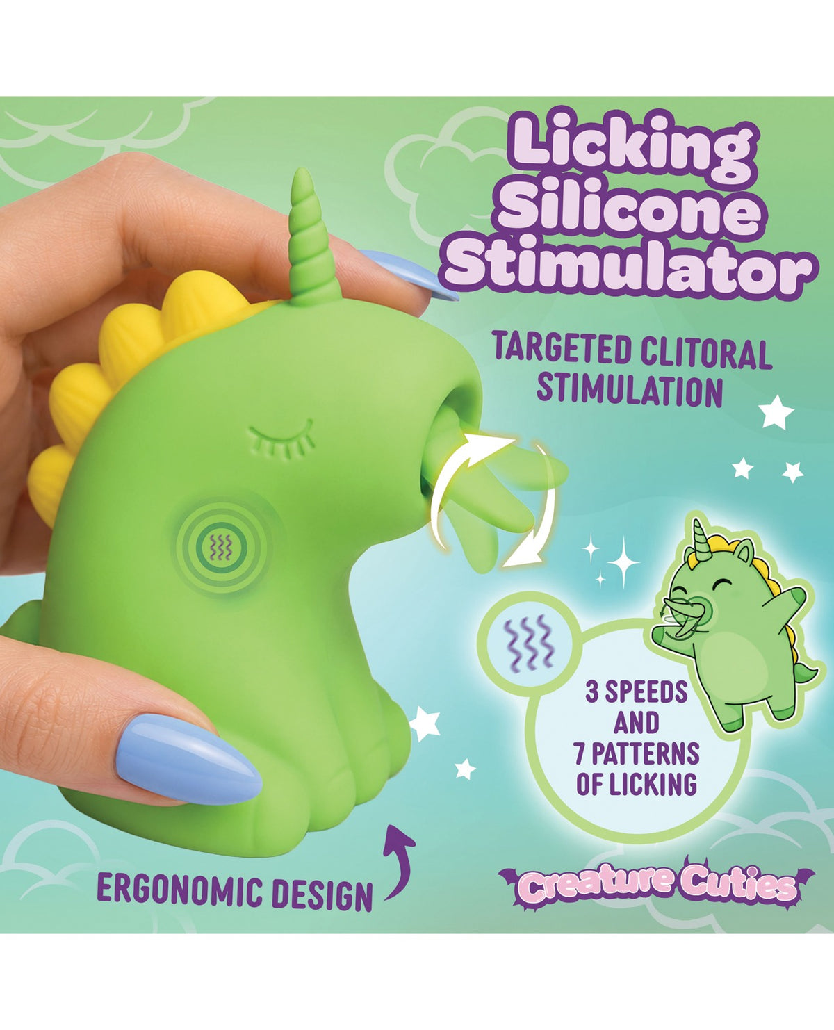 Estimulador de silicona para lamer Creature Cuties Lickyhorn con forma de unicornio