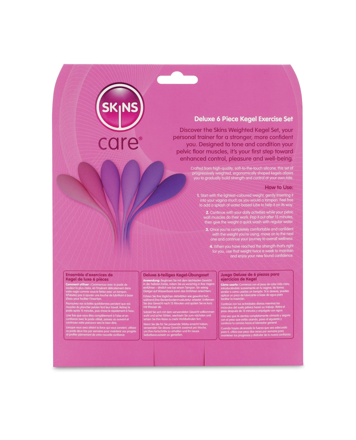 Set de ejercitadores de Kegel Skins Care Deluxe con seis entrenadores de silicona lastrados