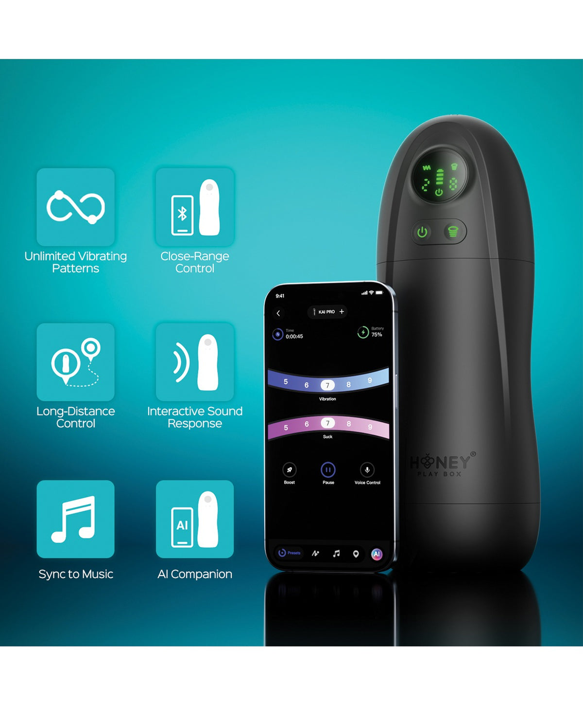 Kai Pro App Controlled Heating Sucking Male Masturbator