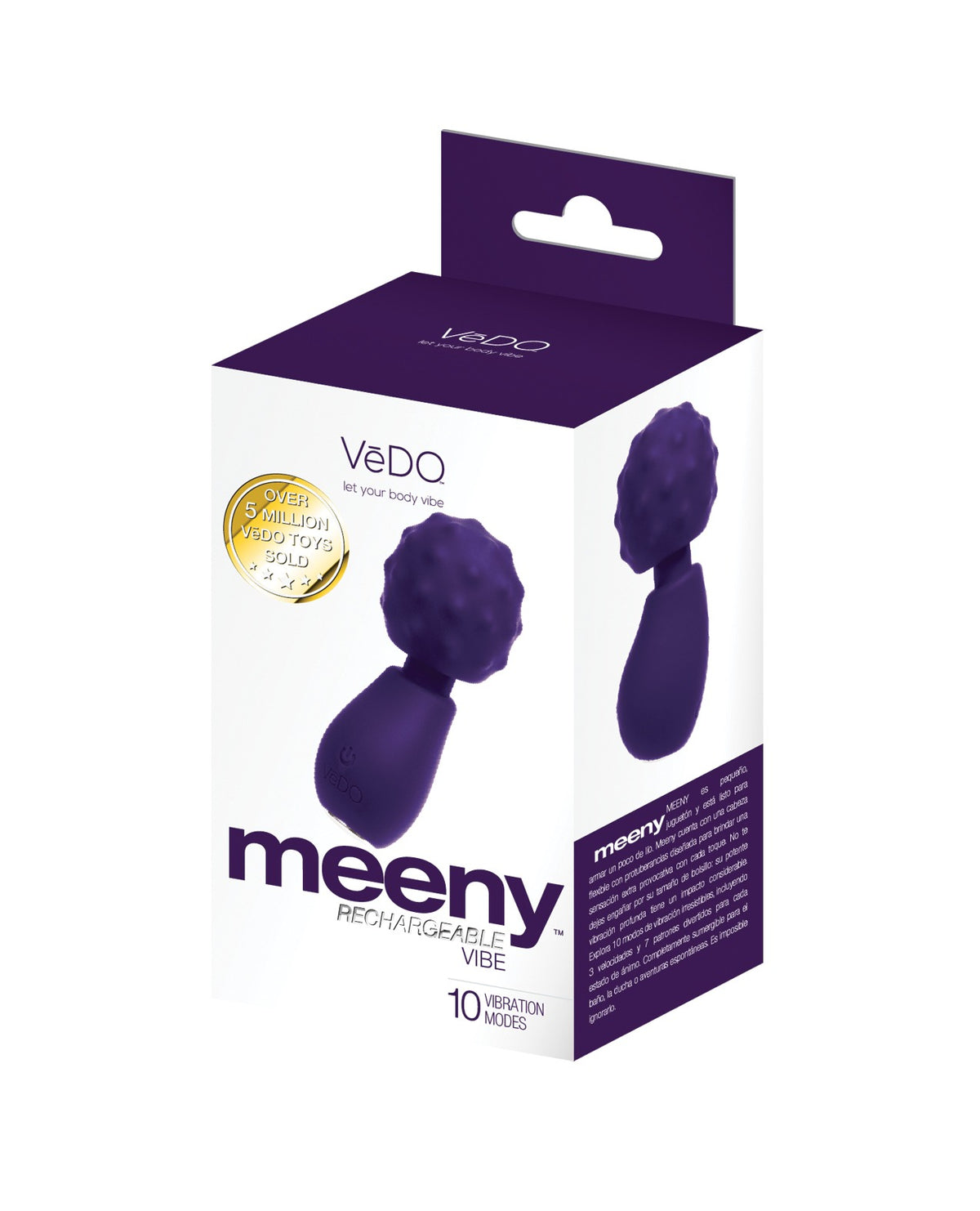 Vibrador mini tipo varita recargable Vedo Meeny con 10 modos morado