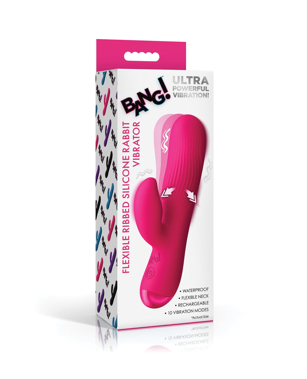 Bang Bg Ribbed Silicone Rabbit Vibrator Pink Dual Stimulation