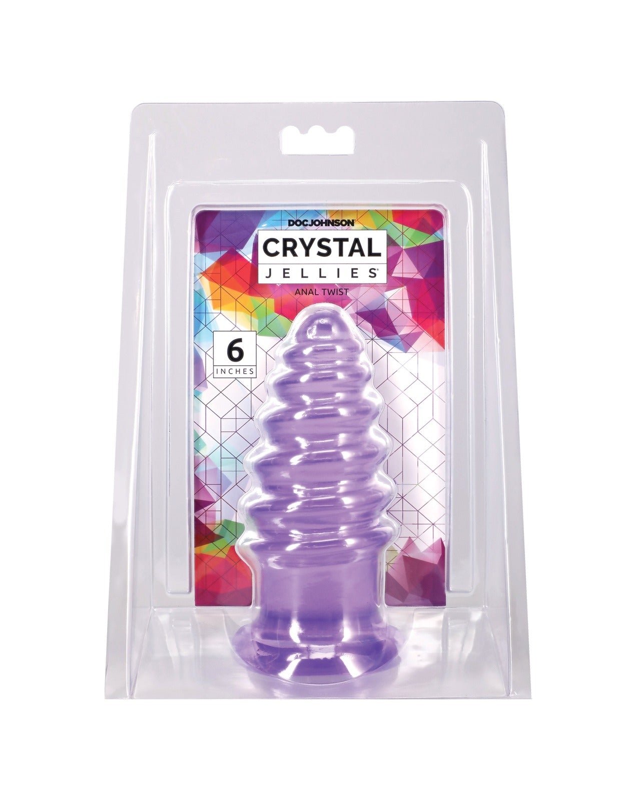 Tapón anal de giro Crystal Jellies de Doc Johnson, morado, 6 pulgadas, con base ensanchada