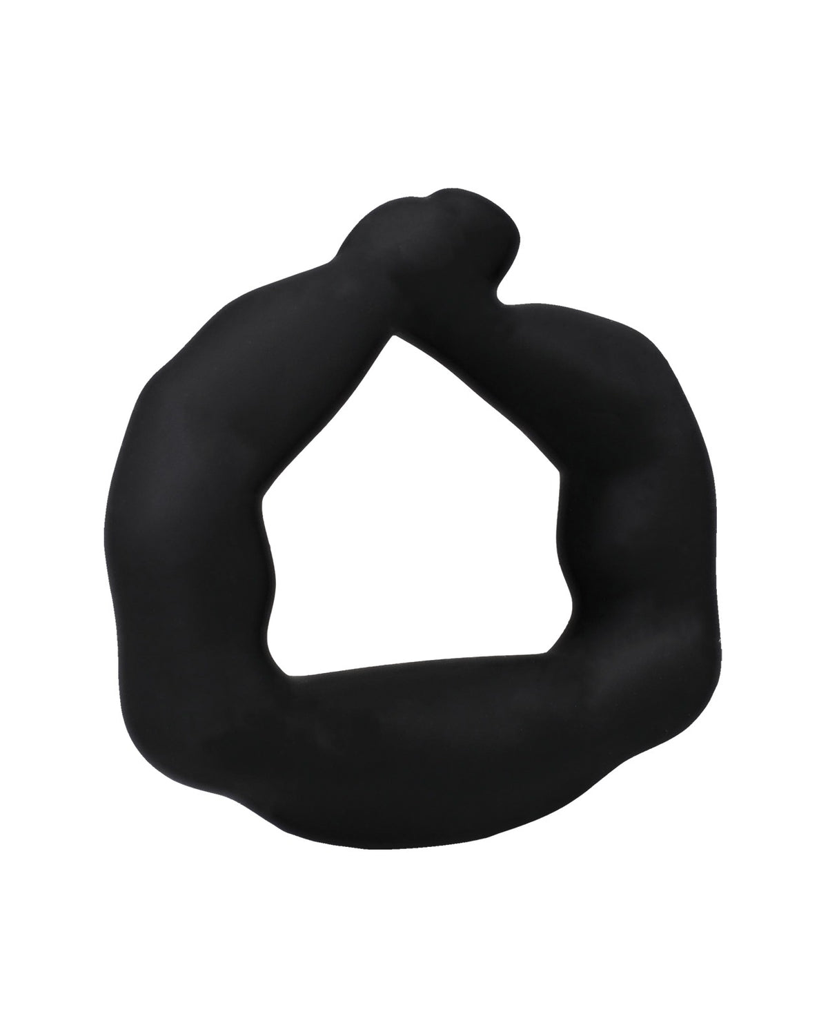 Inel penian din silicon negru TitanMen Muscle Bound, cu adâncitură conturată pentru perineu