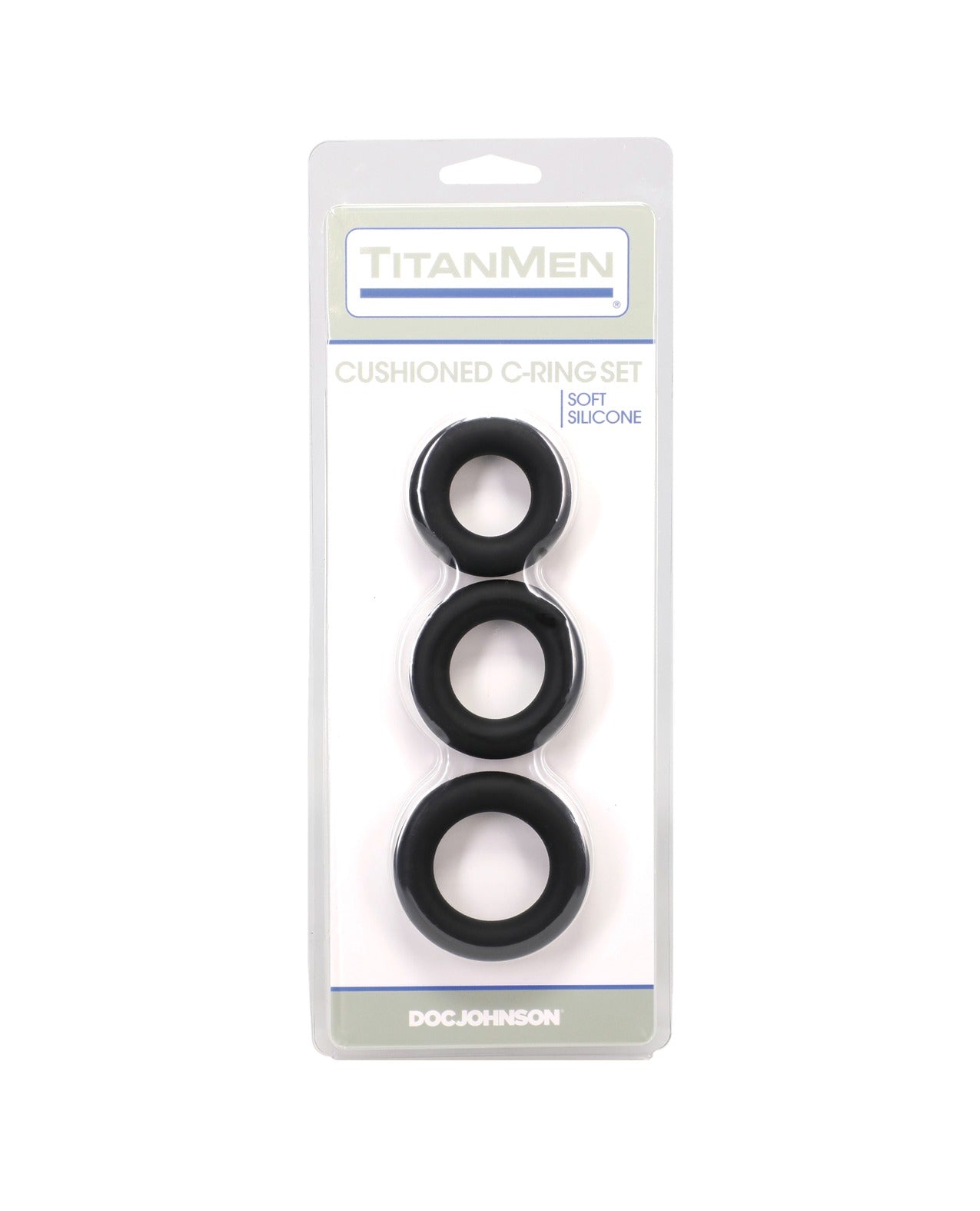Titanmen Premium Cushioned Silicone Cock Ring Set 3 Piece Black