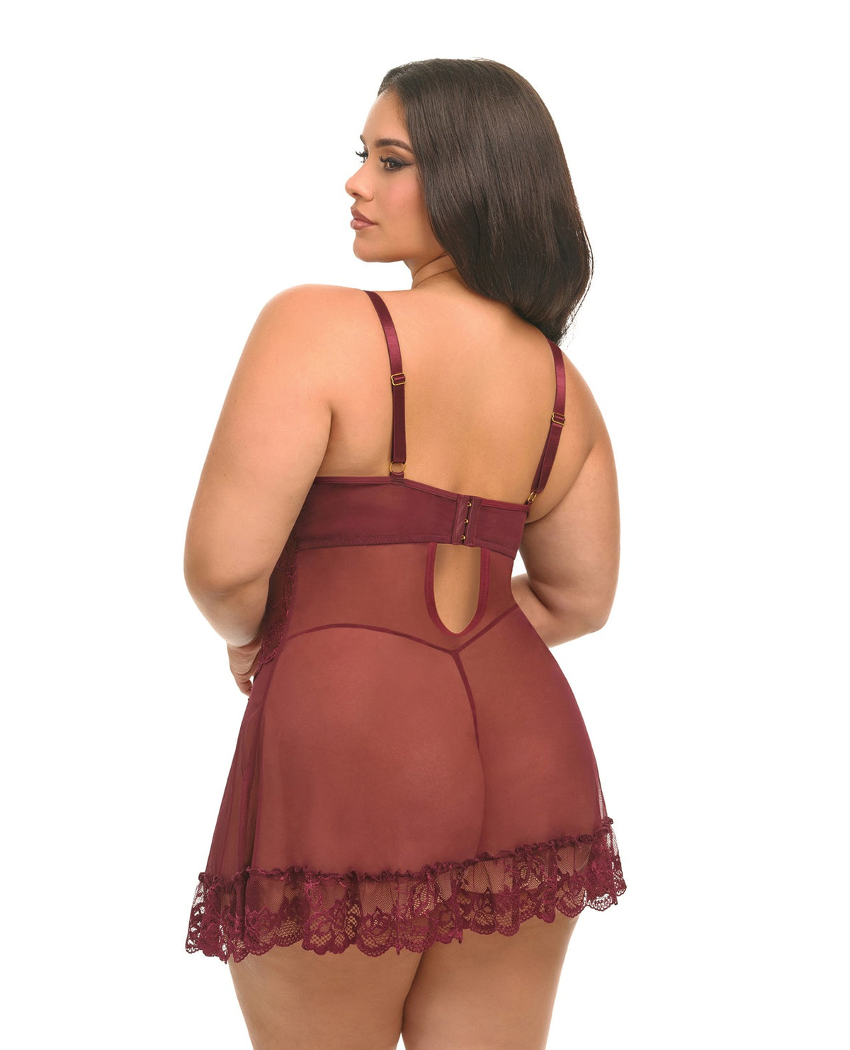 Women Plus Size Lace Babydoll Intimates With Bows G String
