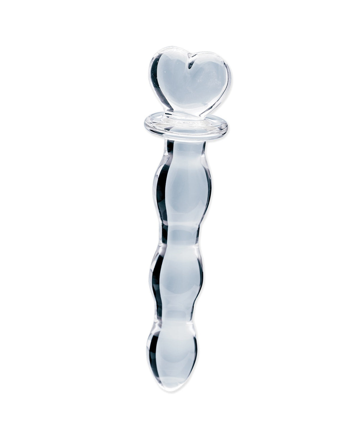 Godemiché en verre Clarity, poignée en forme de cœur, tige courbée en borosilicate