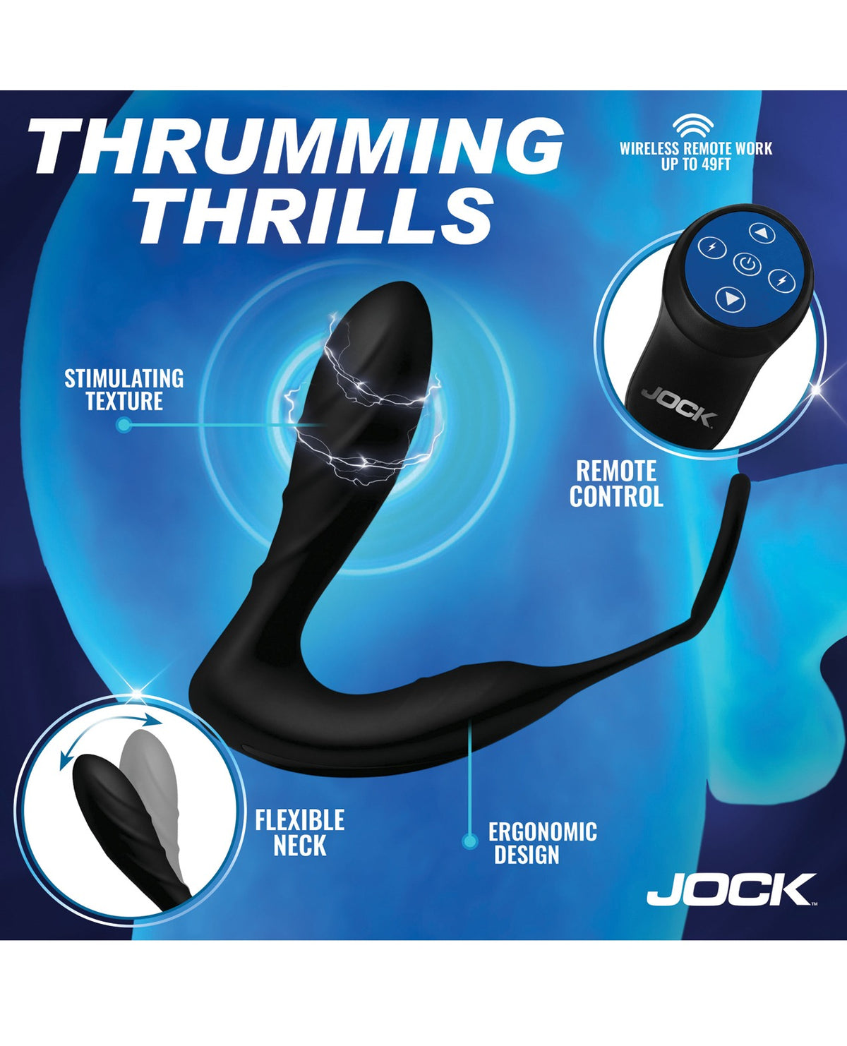 Plug anal de electroestimulación Jock Shockwave de Curve Toys con anillo C y para próstata