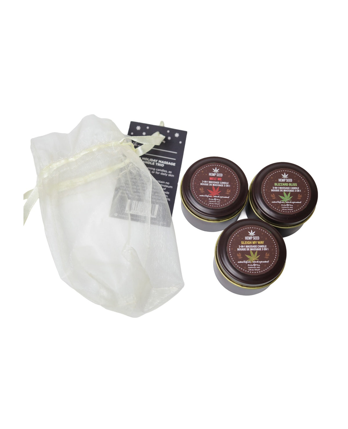 Earthly Body 2026 Holiday Massage Candle Trio Gift Set Assorted Scents