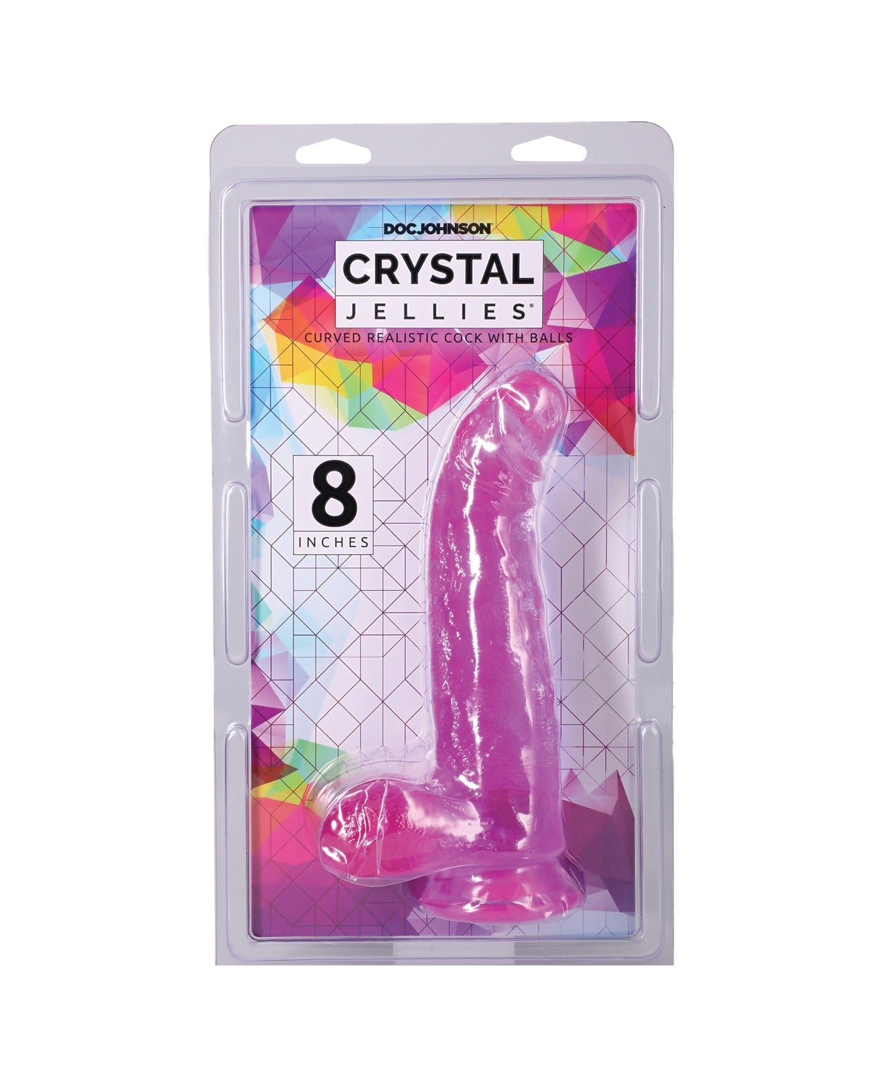 Dildo realista Doc Johnson de 8 pulgadas, Crystal Jellies morado, con bolas