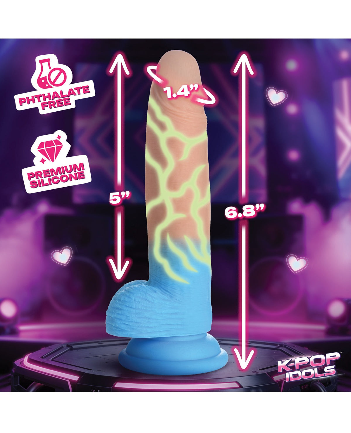 Gode en silicone Rion K Pop Idol avec testicules, article pour adultes
