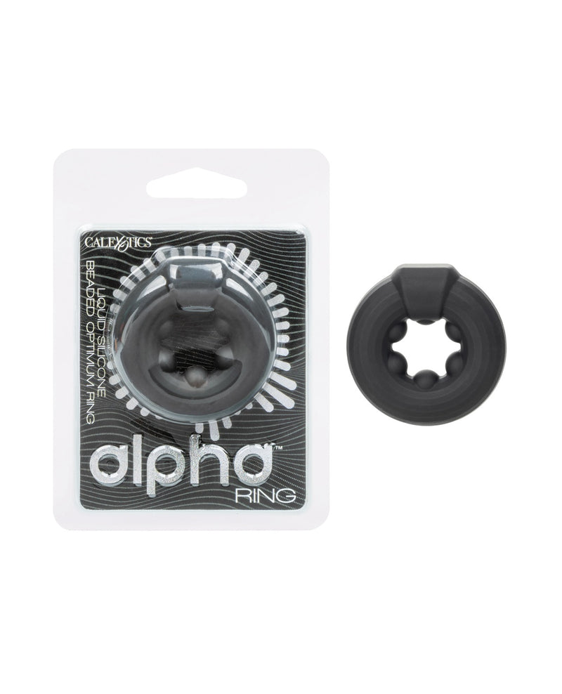 Load image into Gallery viewer, Alpha Liquid Silicone Beaded Cock Ring For Intimate Pleasure Black
