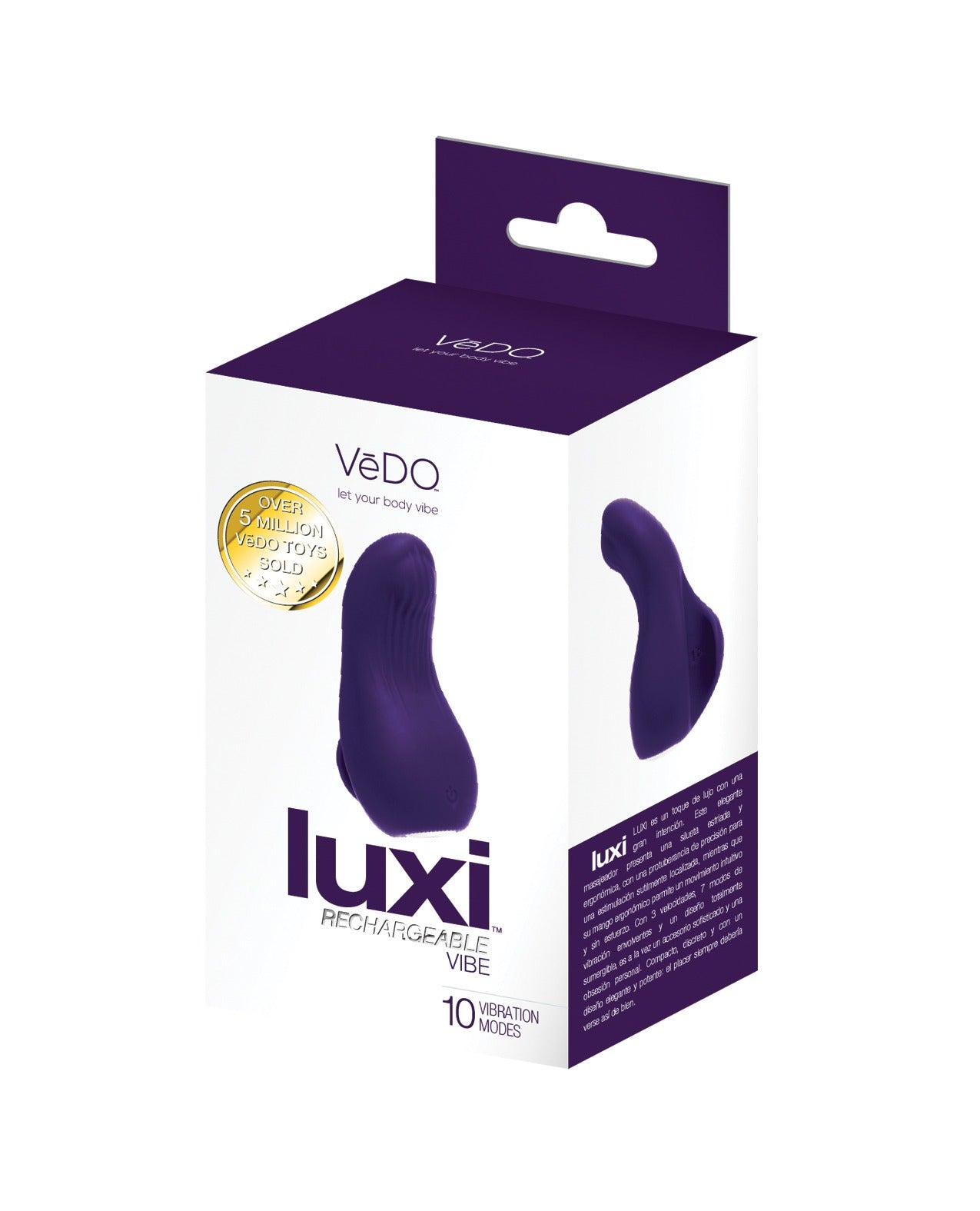 Vibrador de dedo recargable para el clítoris VeDo Luxi, sumergible, impermeable, morado