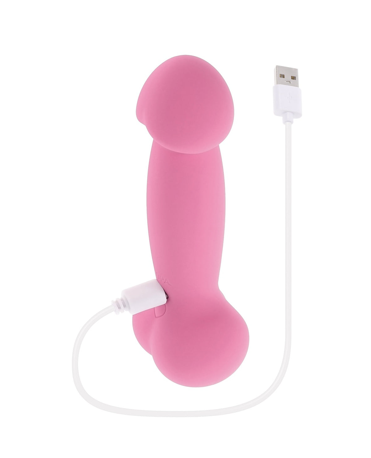 Vibrador rosa Selopa A Bit Nutty, flexible, con cabeza en forma de corona, bolas y base fálica