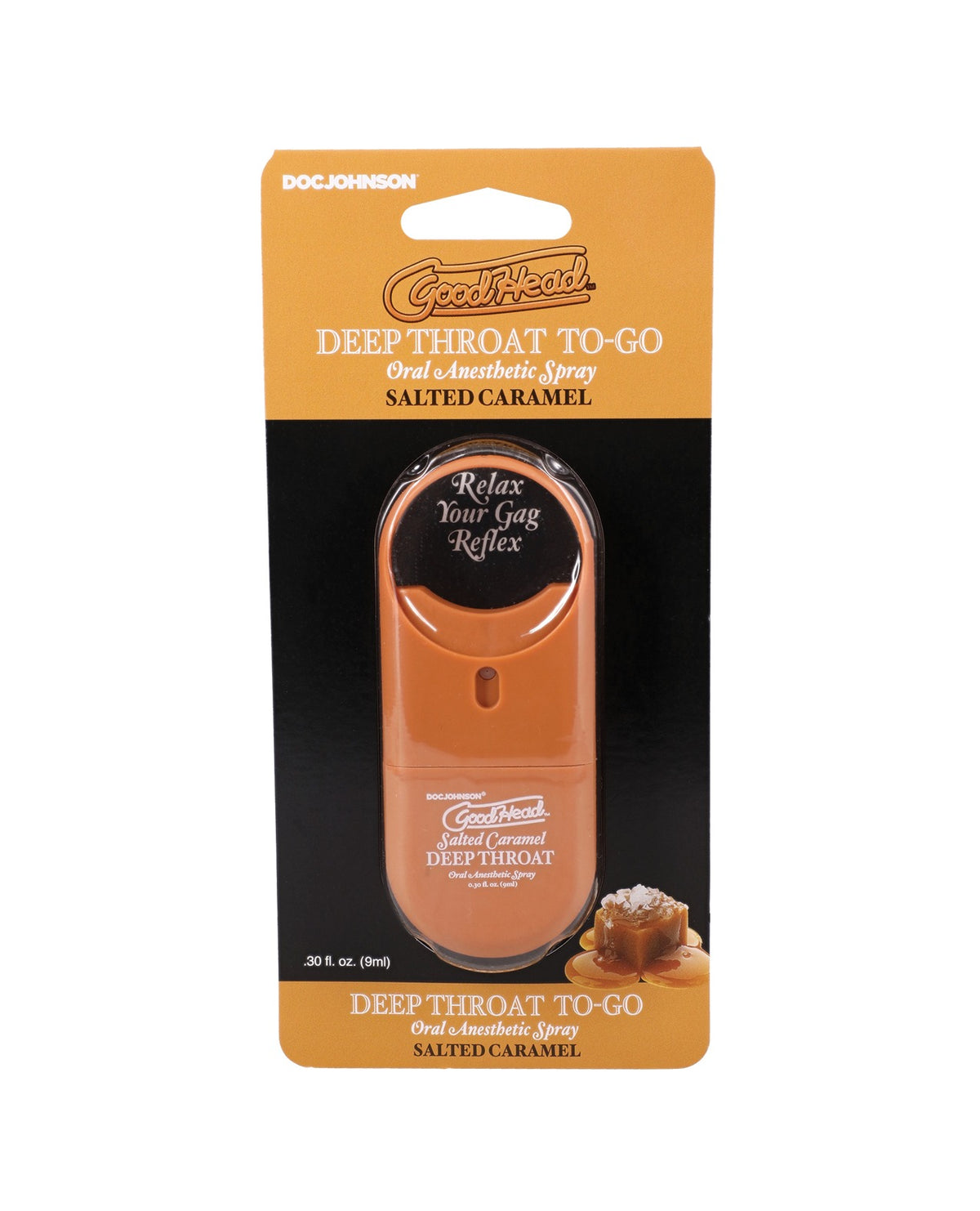 Spray desensibilizant pentru gât profund GoodHead, cu aromă de caramel sărat, pentru călătorii, 0.3 Oz