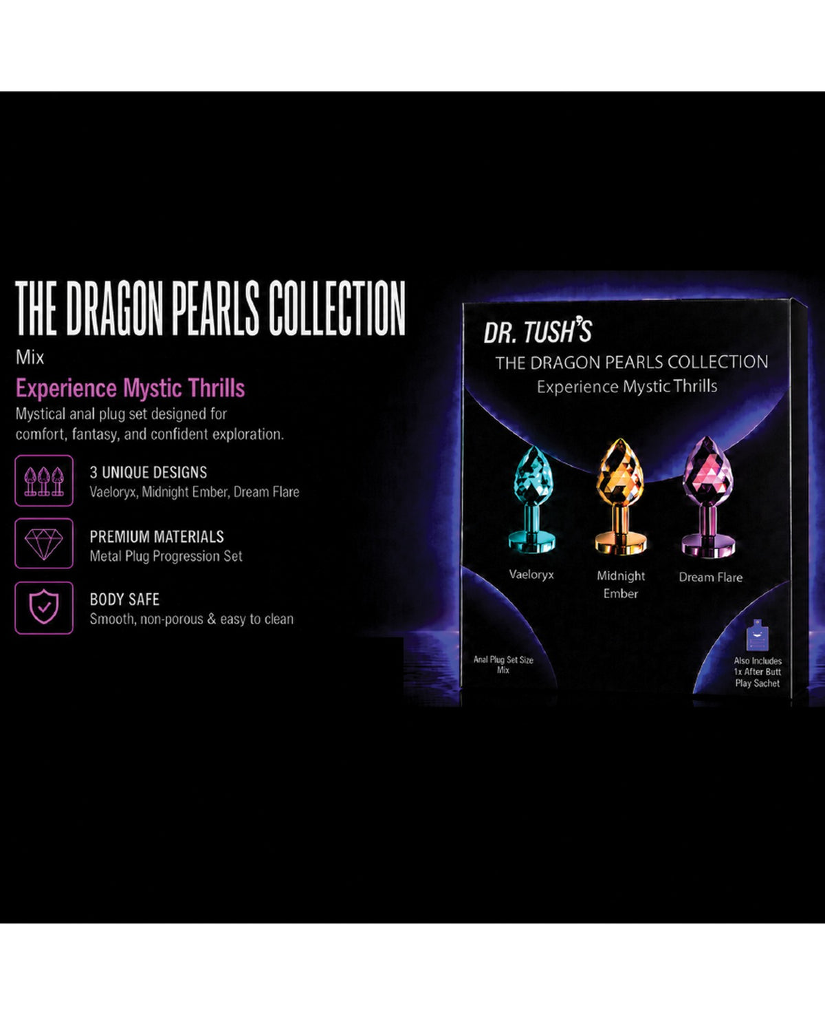 Dr Tush Dragon Pearls Metal Anal Plug Set Small Medium Large