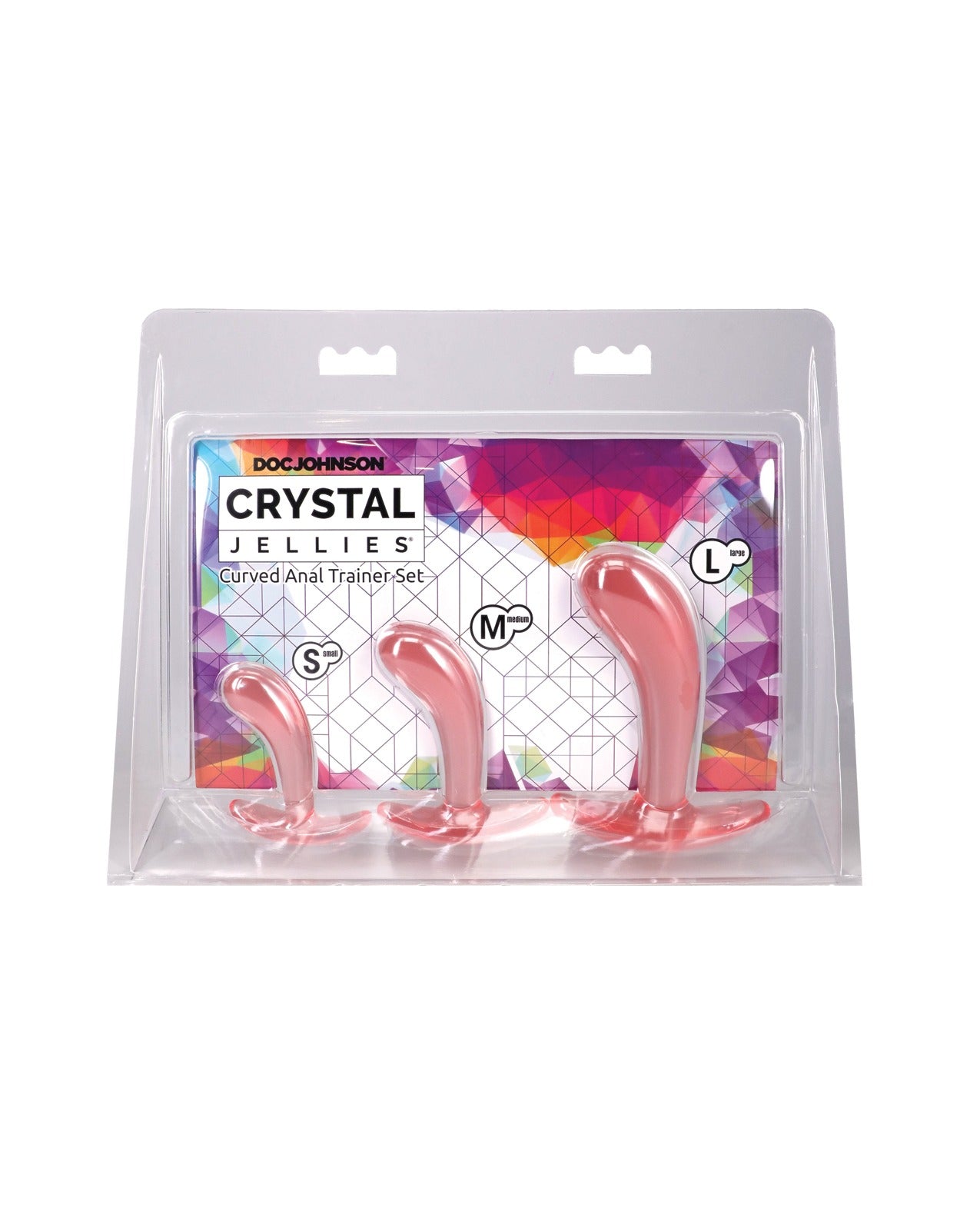 Conjunto de treinamento anal curvo Pink Crystal Jellies com base alargada
