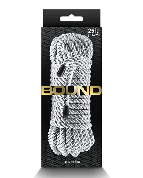 #18 - Bound Rope Silver 25 Ft Polyester Bondage Rope For Sensual Play