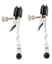 Load image into Gallery viewer, Crystal Beaded Adjustable Nipple Clamps with Purple Accents
