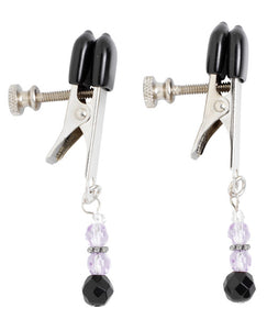 Crystal Beaded Adjustable Nipple Clamps with Purple Accents