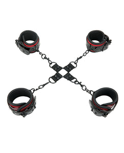 Conjunto de Bondage Ultimate WhipSmart Coração Partido Preto Vermelho