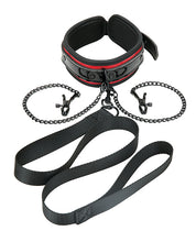 Load image into Gallery viewer, WhipSmart Seduction Collar &amp; Leash Set - Black Red Style
