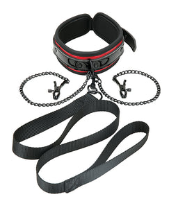 WhipSmart Seduction Collar & Leash Set - Black Red Style