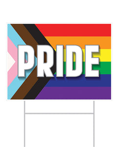 Vibrant Pride Flag Plastic Yard Sign with Metal Stake