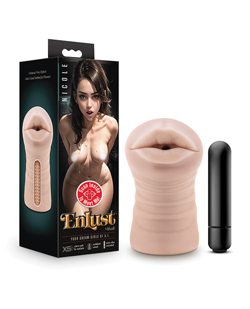 Nicole's Blush EnLust Vibrating Mouth Stroker cu Bullet