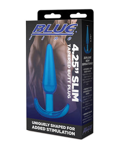 Plugue anal cônico fino Blue Line C & B 4,25" - Jelly Blue