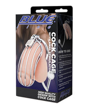 Load image into Gallery viewer, Silver Cock Cage with Anal Stimulator Blue Line Edition
