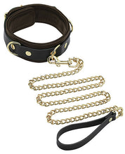 Load image into Gallery viewer, Spartacus Brown Leather Collar &amp; Leash Set with Gold Hardware
