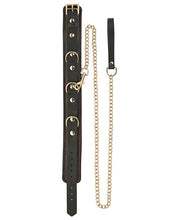 Load image into Gallery viewer, Spartacus Brown Leather Collar &amp; Leash Set with Gold Hardware
