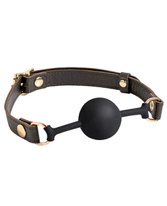 Spartacus Brown Leather Strap Silicone Ball Gag