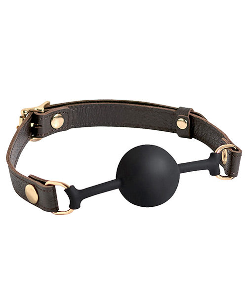 Spartacus Bruin Leren Band Silikon Ball Gag