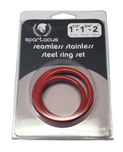 Afbeelding laden in Galerijviewer, Spartacus Naadloze RVS C-Ring Set Rood 3 Maten
