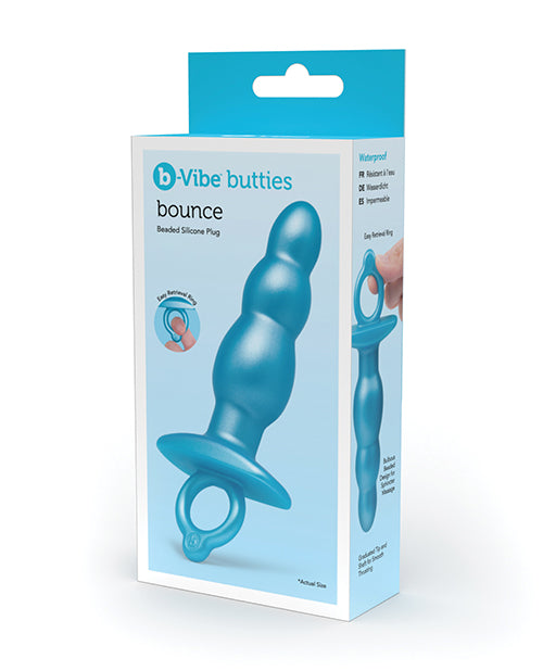 B-Vibe Butties Bounce Plug Taperé Perlé - Bleu