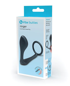 B-Vibe Butties Ringer Cock Ring și dop pentru prostată - negru