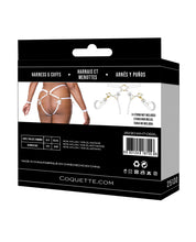 Load image into Gallery viewer, White/Gold Satin Ribbon Harness and Cuffs Set with Elastic
